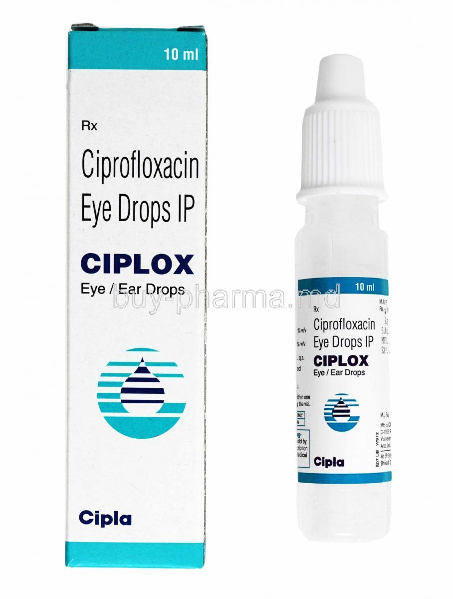 Ciplox Eye Ear Drops, Ciprofloxacin box and bottle