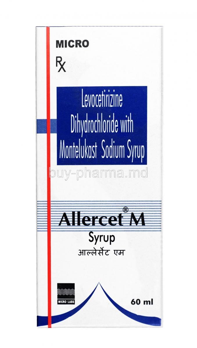 Allercet M Syrup, Levocetirizine 2.5mg + Montelukast 5ml, Box