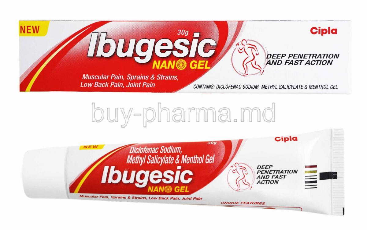 Ibugesic Nano Gel, box and tube