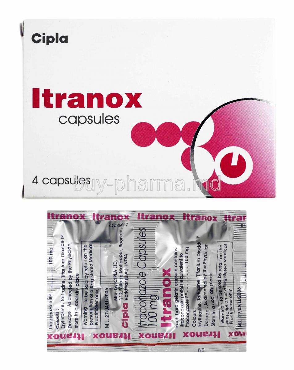 Itranox, Itraconazole 100mg box and tablets