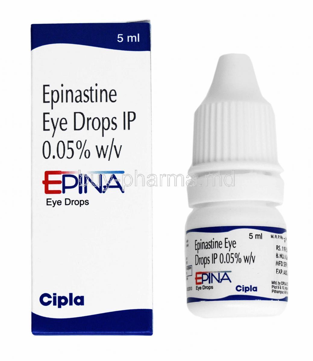 Epina Eye Drop, Epinastine box and bottle