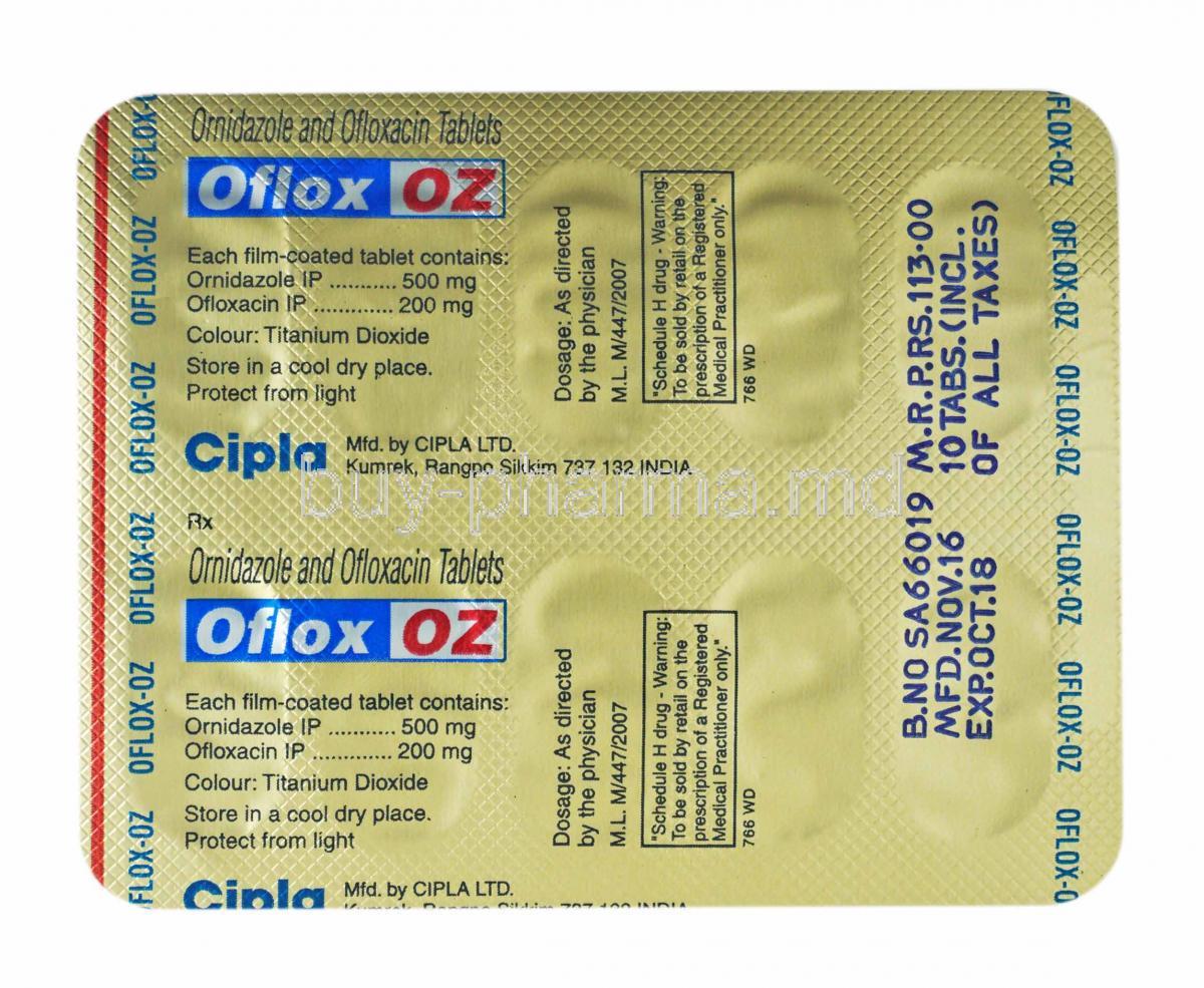 购买氧氟沙星/奥硝唑 片 ( Oflox Oz （ofloxacin/ Ornidazole） ) Online - buy-pharma.md