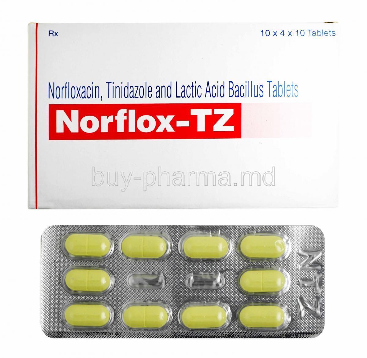 Norflox-TZ, Tinidazole, Norfloxacin and Lactobacillus box and tablets
