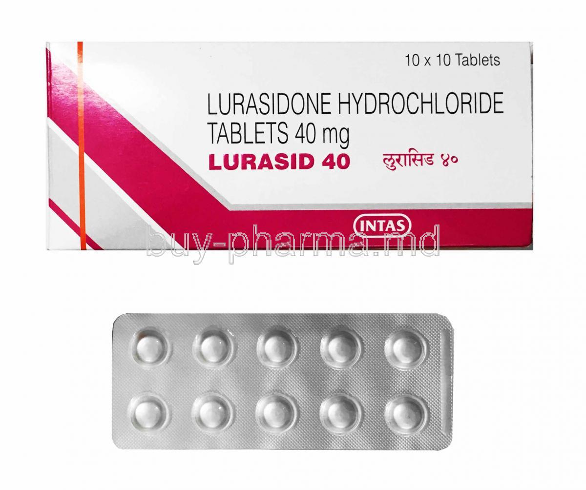Lurasid, Lurasidone 40mg box and tablets