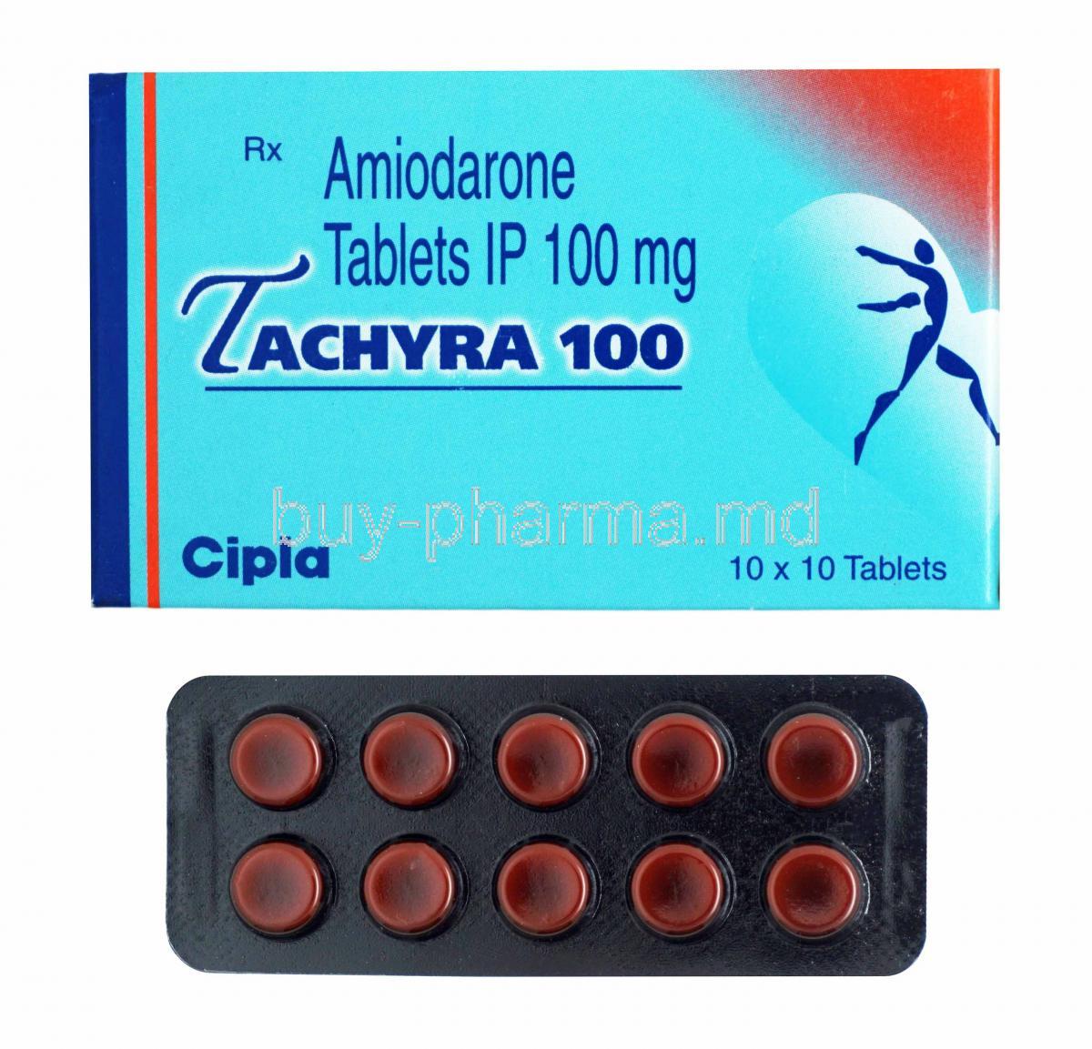Tachyra, Amiodarone 100mg box and tablets