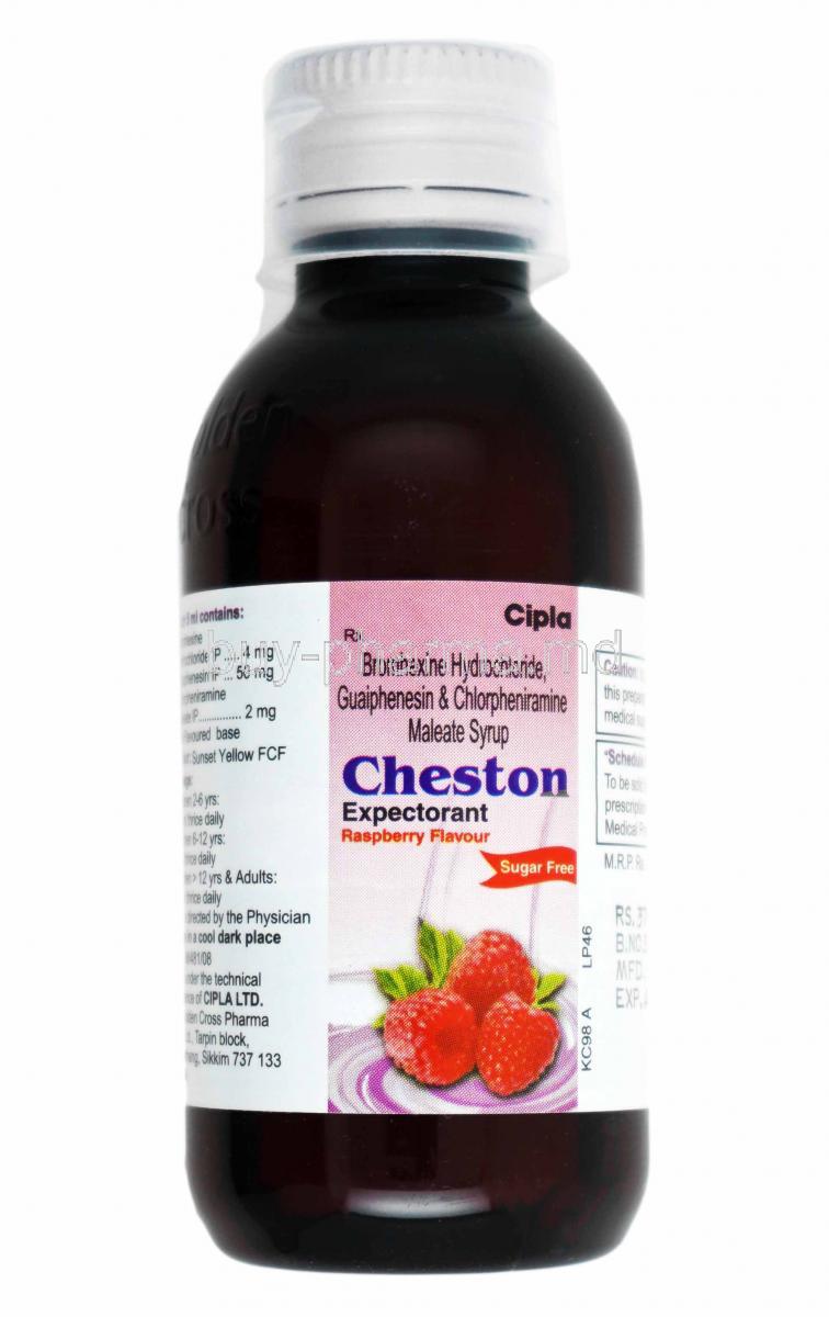 Cheston Expectorant, Bromhexine, Guaifenesin and Chlorpheniramine Maleate bottle