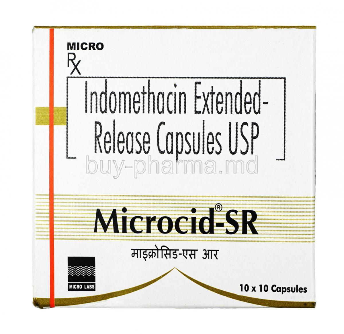 Microcid SR, Indomethacin 75mg, capsule, Box