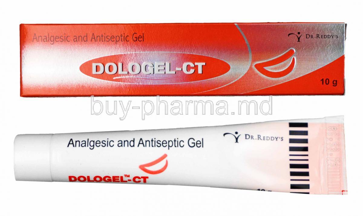 Dologel-CT Gel, Choline Salicylate and Lidocaine box and tube