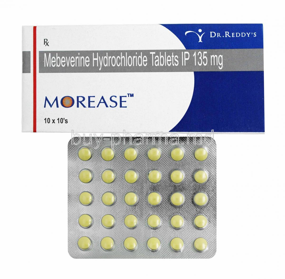 Morease, Mebeverine 135mg box and tablets
