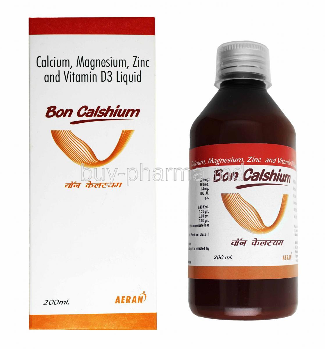 Bon Calshium Syrup box and bottle