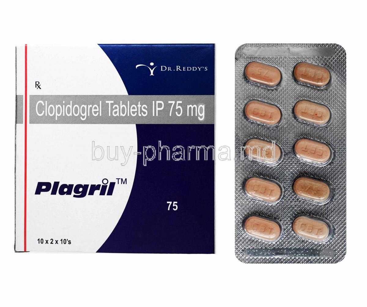 Plagril, Clopidogrel box and tablets