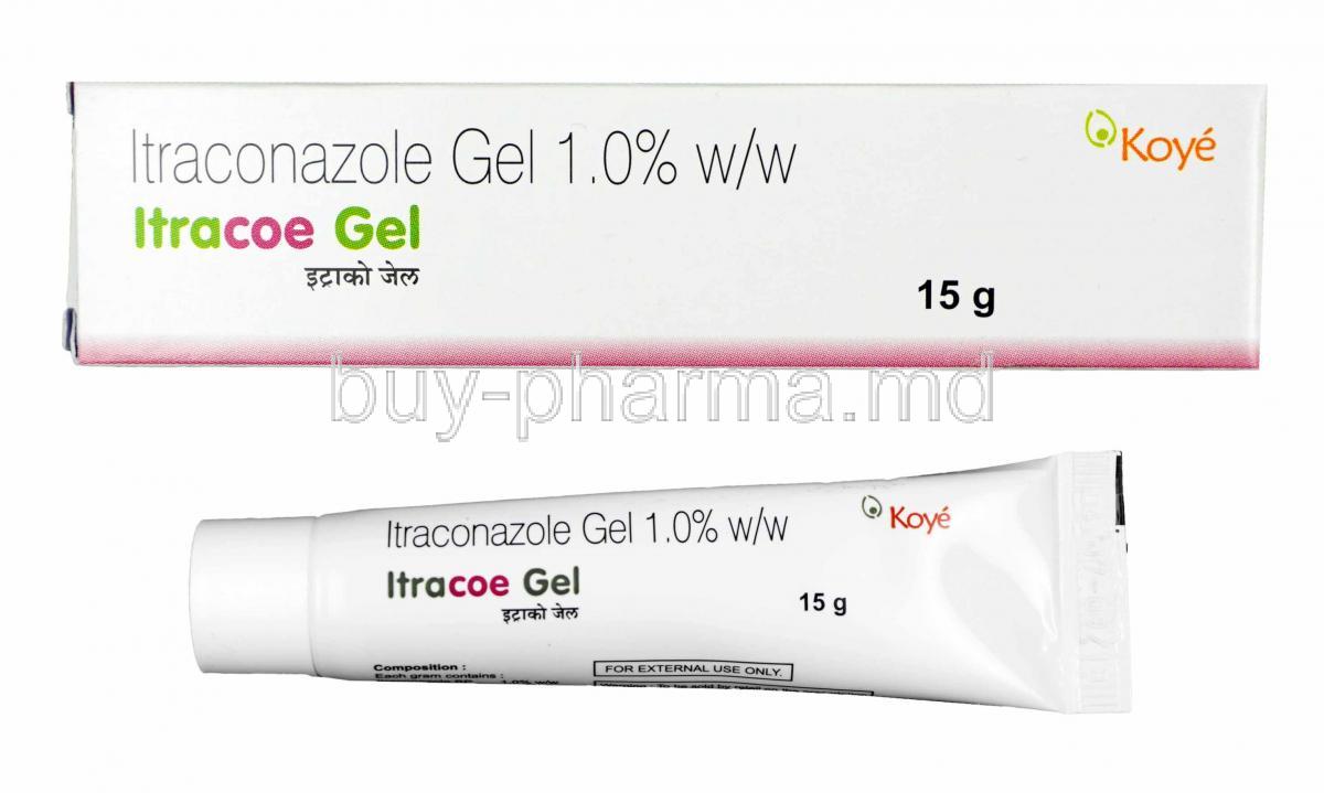 Itracoe Gel, Itraconazole box and tube