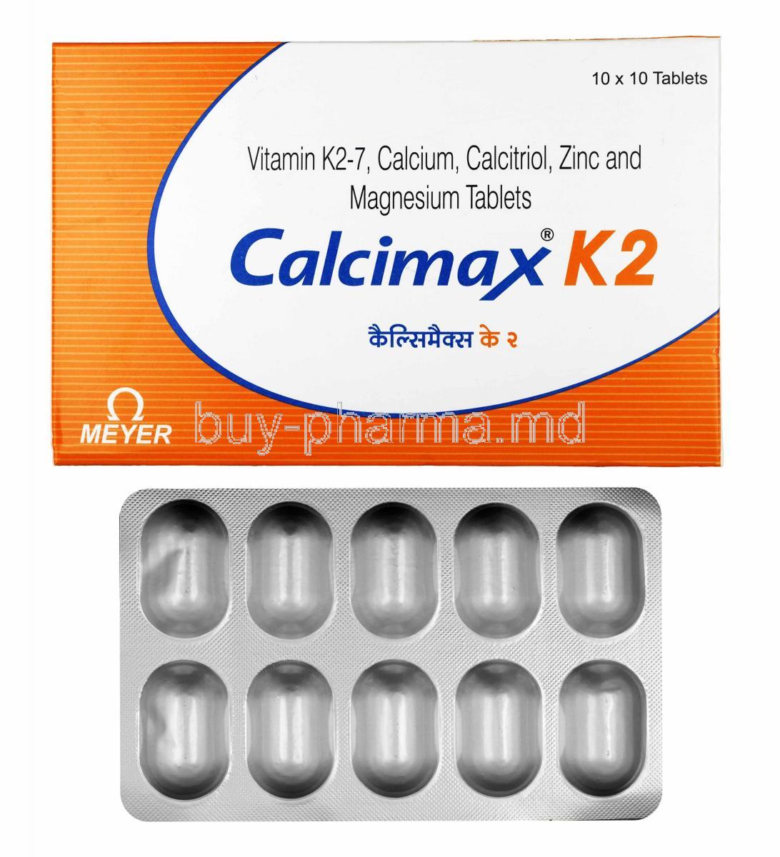 Calcimax K2 box and tablets
