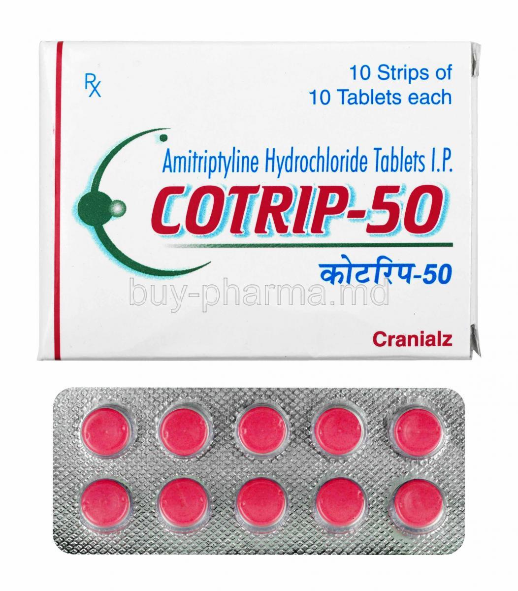 Cotrip, Amitriptyline box and tablets