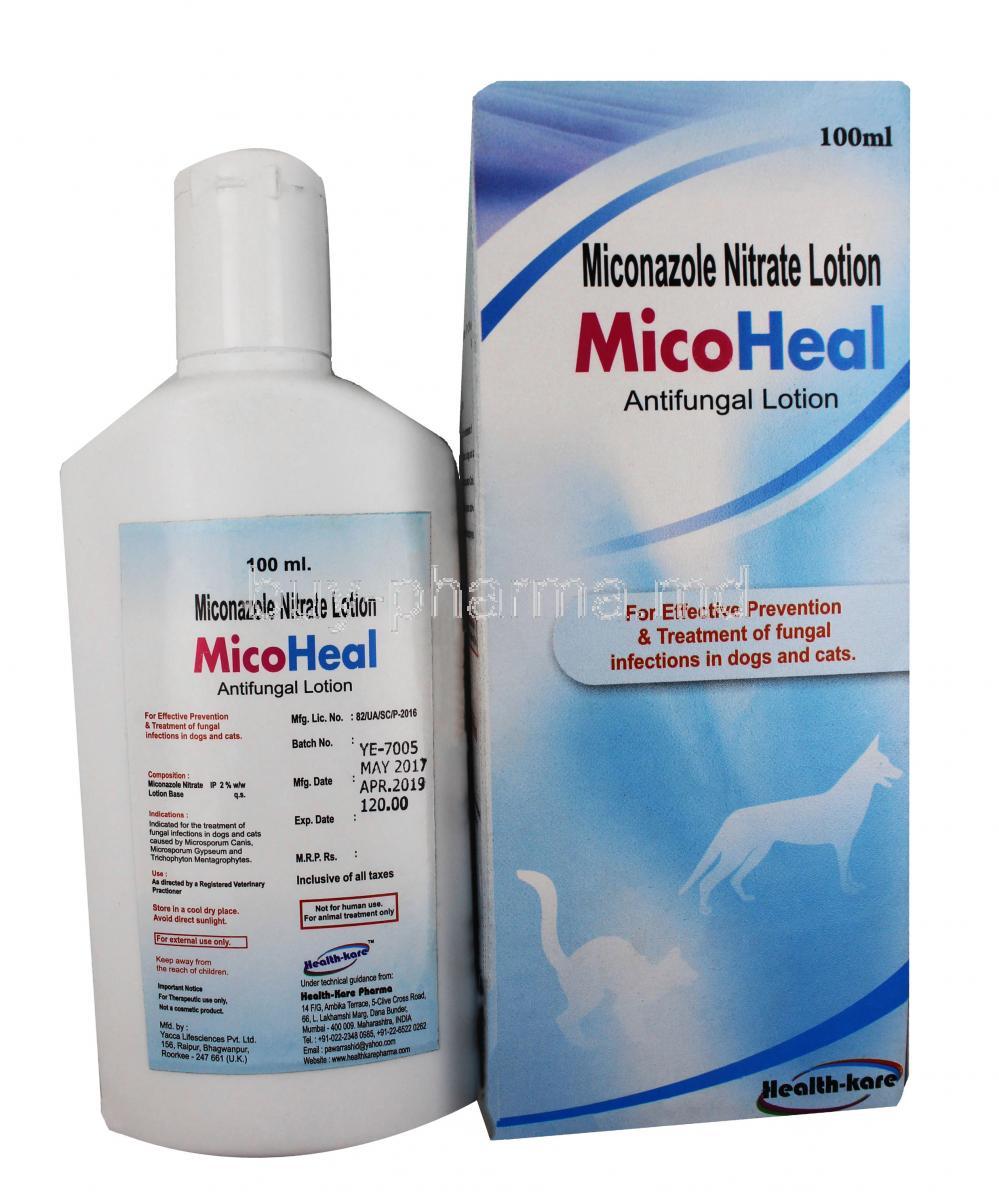 MICO HEAL, Antifungal lotion, 100ml, Box and bottle