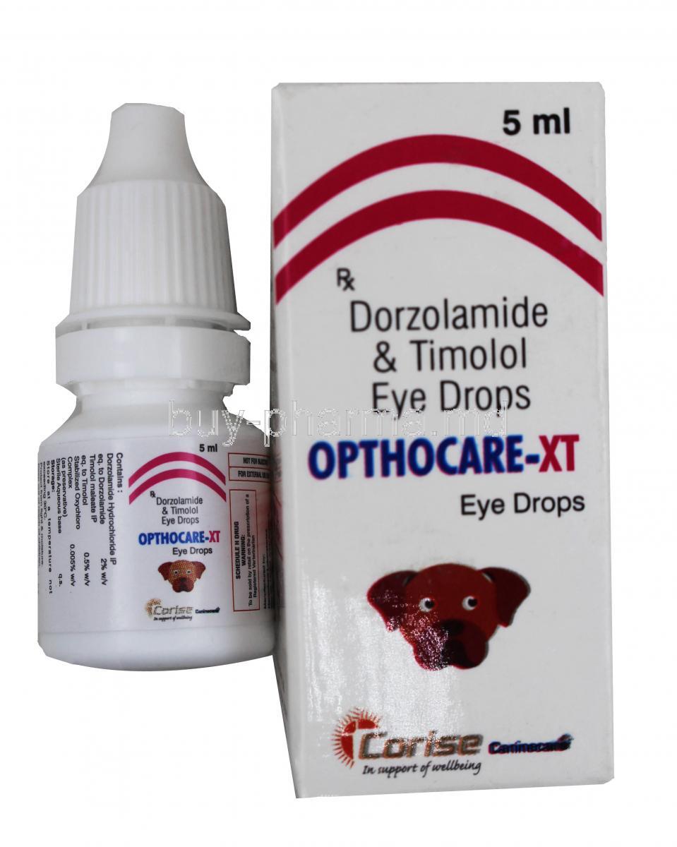 OPTHOCARE XT,Dorzolamide 2%wv, Timolol 0.5%wv, Eye Drop,5ml, Box and Bottle