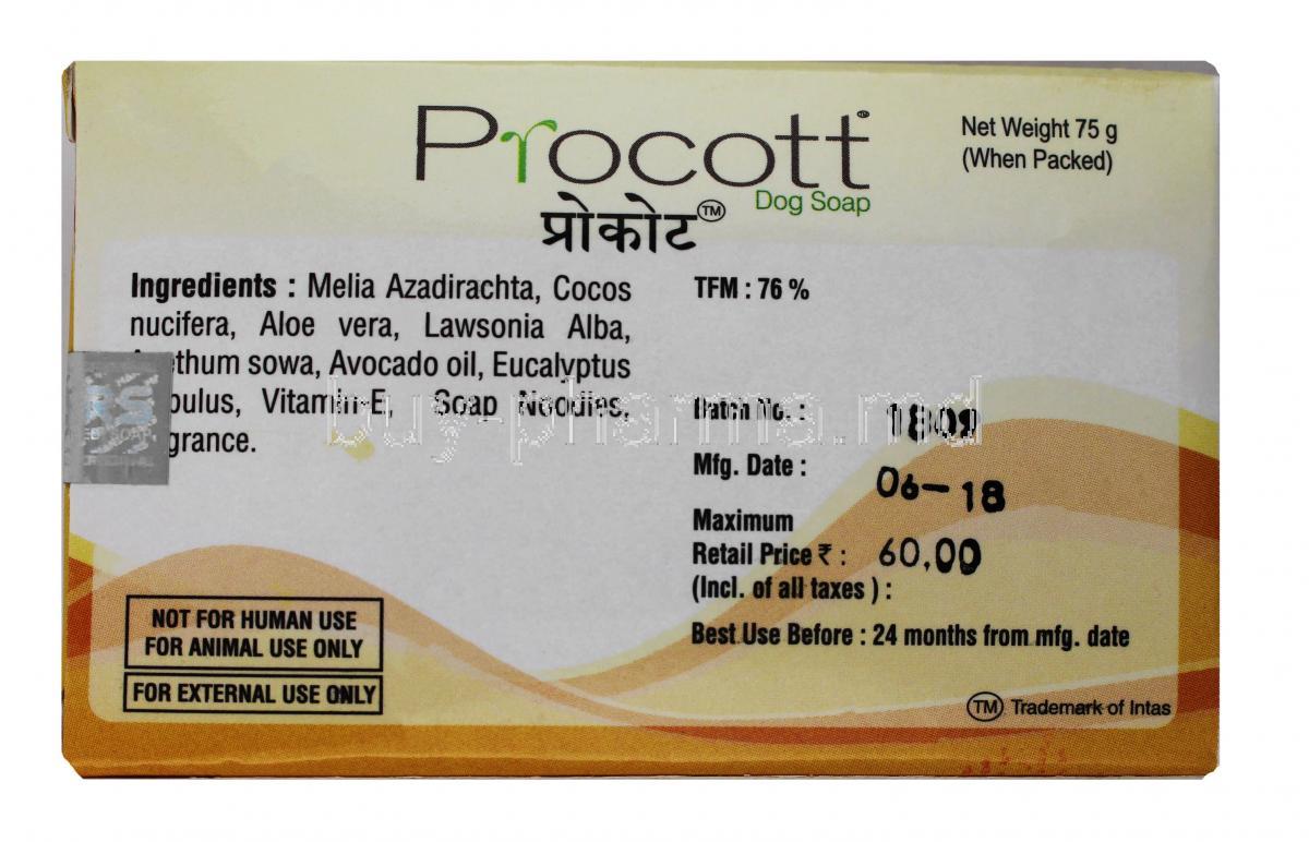 Procott Dog Soap 75g, Box surface