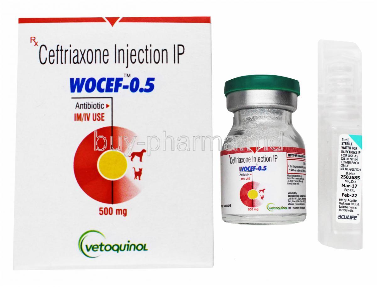 Wocef- 0.5 Injection box and vial
