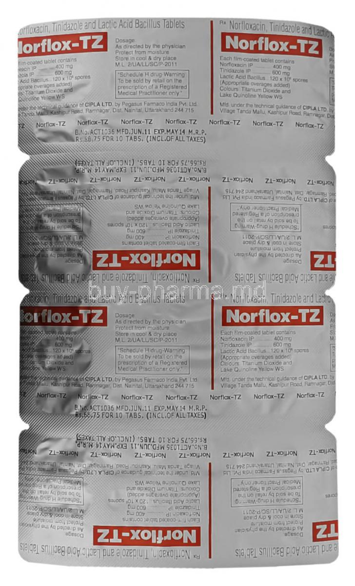 Buy Tinidazole Norfloxacin Tablet Norflox Tz Rf Online Buy Pharma Md