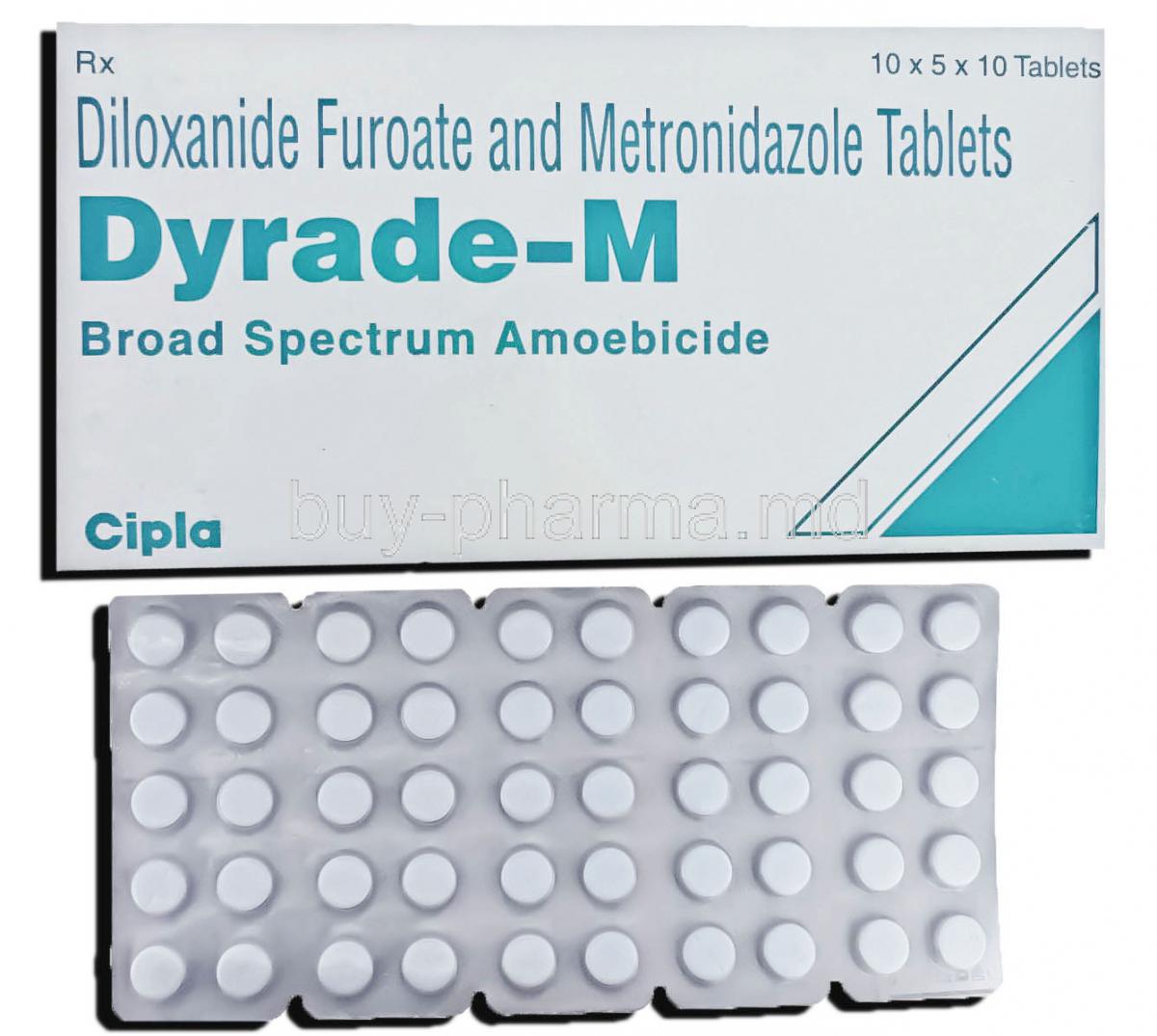 Dyrade-M, Generic Entamizole, Diloxanide Furoate / Metronidazole 250 Mg/ 200 Mg Tablets (Cipla)