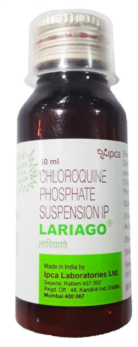 Lariago Suspension, Chloroquine 50mg/5ml, Ipca Laboratories Ltd, bottle