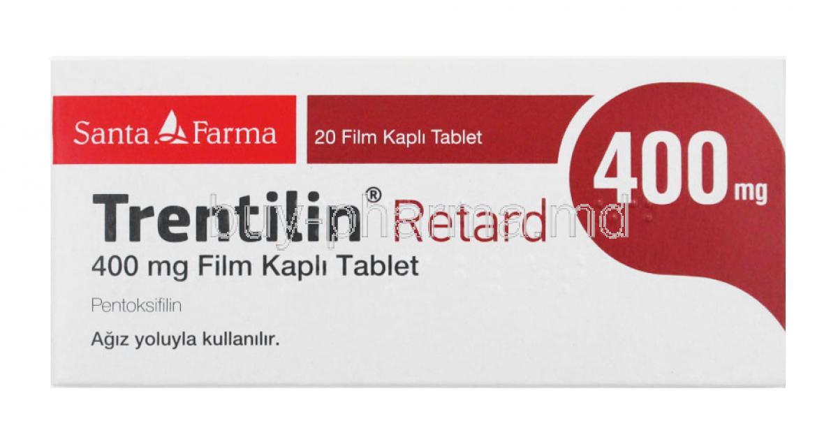 Trentilin Retard, Pentoxifylline 400 mg box
