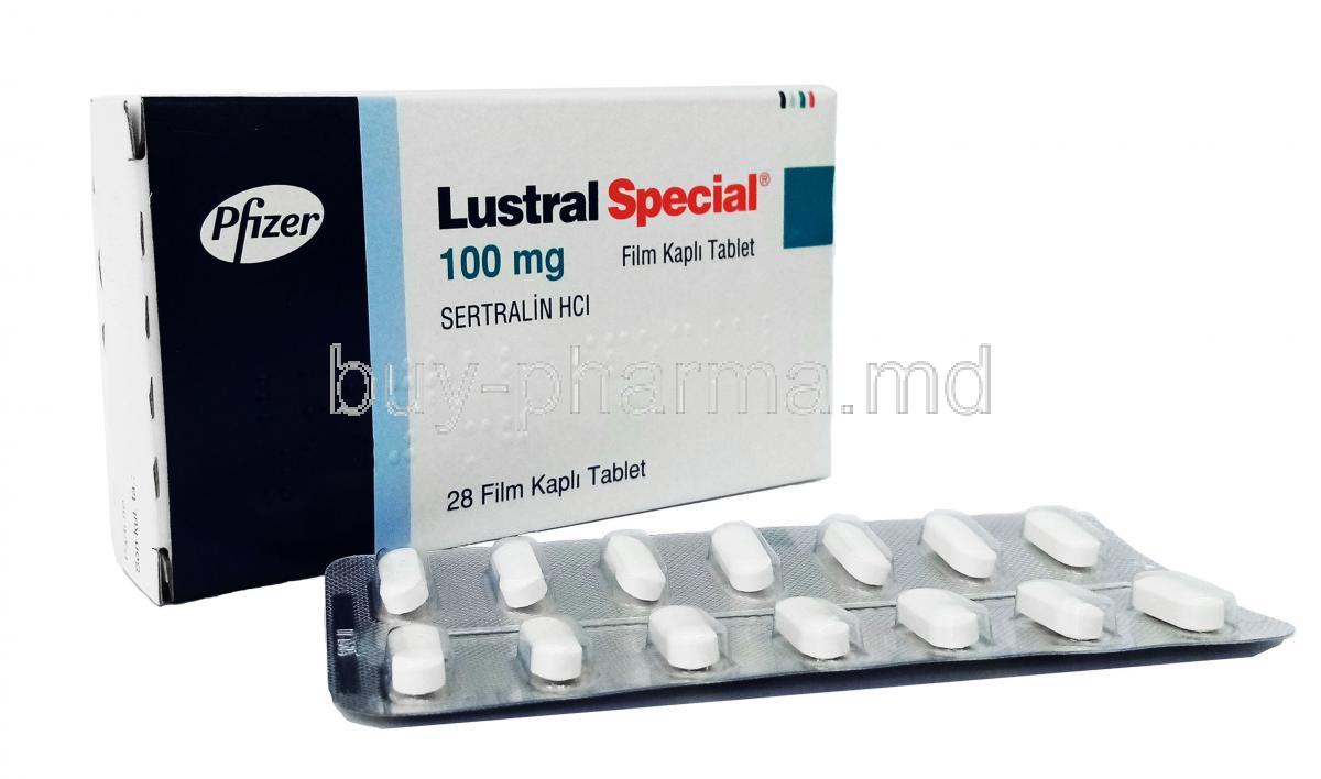Lustral Special, Sertraline, 100 mg 28 tabs , Box, Sheet