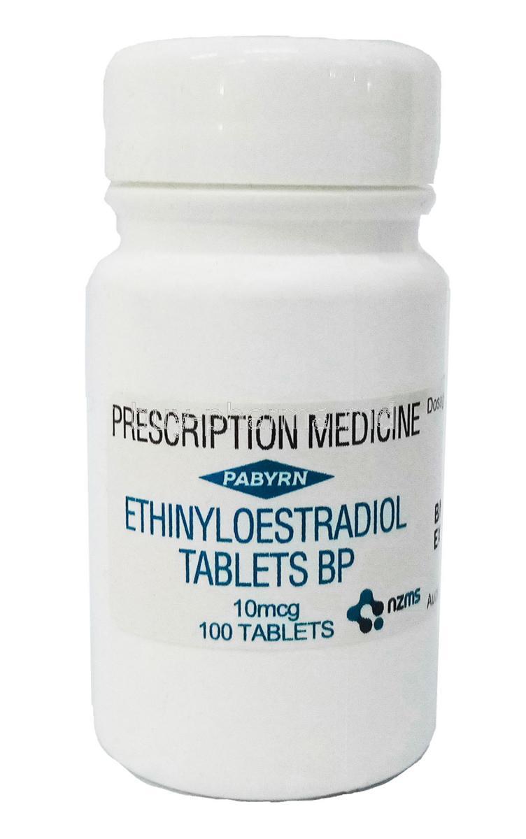 Ethinyloestradiol, 10 mcg 100 tabs, Bottle front view 