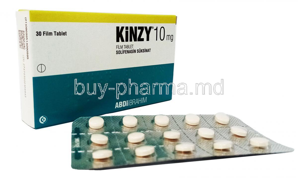 Kinzy, Solifenacin, 10mg 30 tabs, Box, Sheet