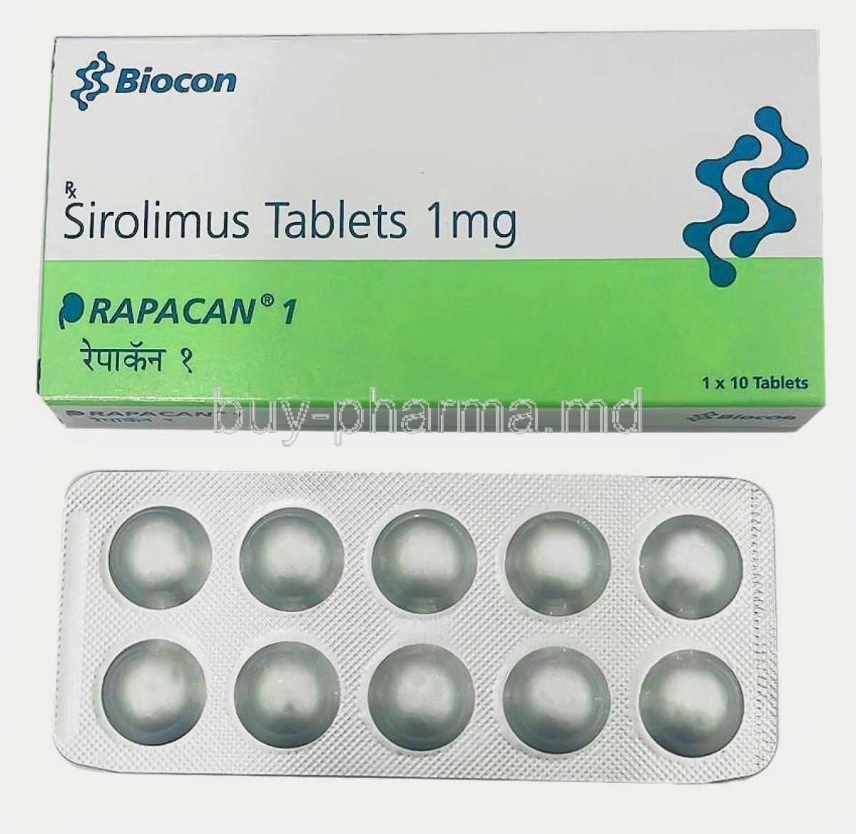 Rapacan, Sirolimus(Rapamycin) 1 mg, Biocon, Box, Blisterpack