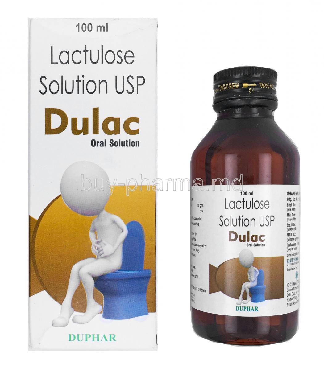 Dulac Solution, Lactulose box and bottle