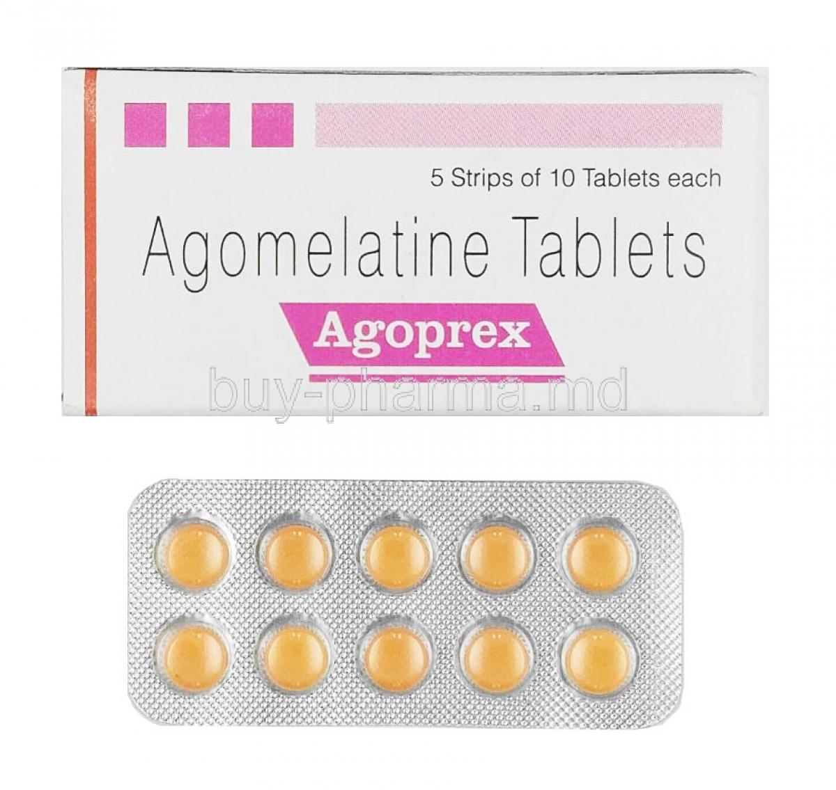 Agoprex, Agomelatine box and tablet