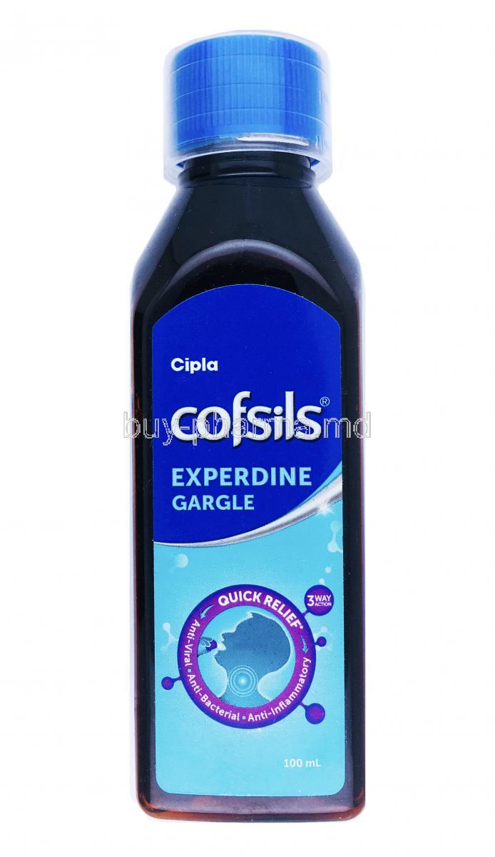 Cofsils Experdine Gargle, Povidone Iodine 2% 100ml bottle front