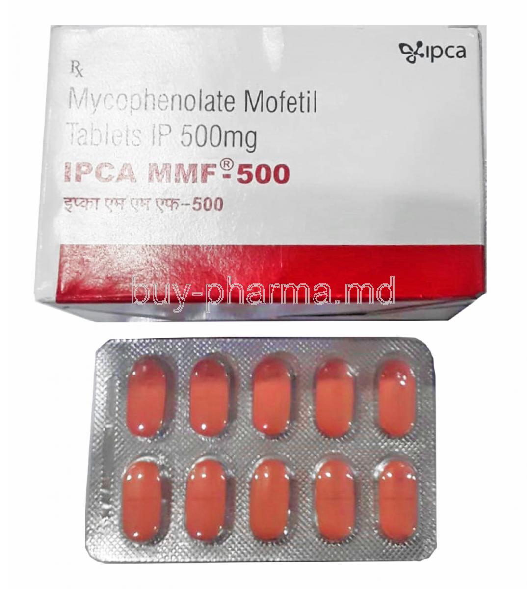 MMF, Mycophenolate mofetil 500mg box and tablet