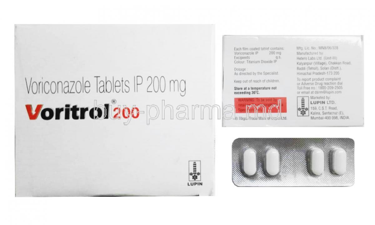 Voritrol Voriconazole 200mg box and tablet