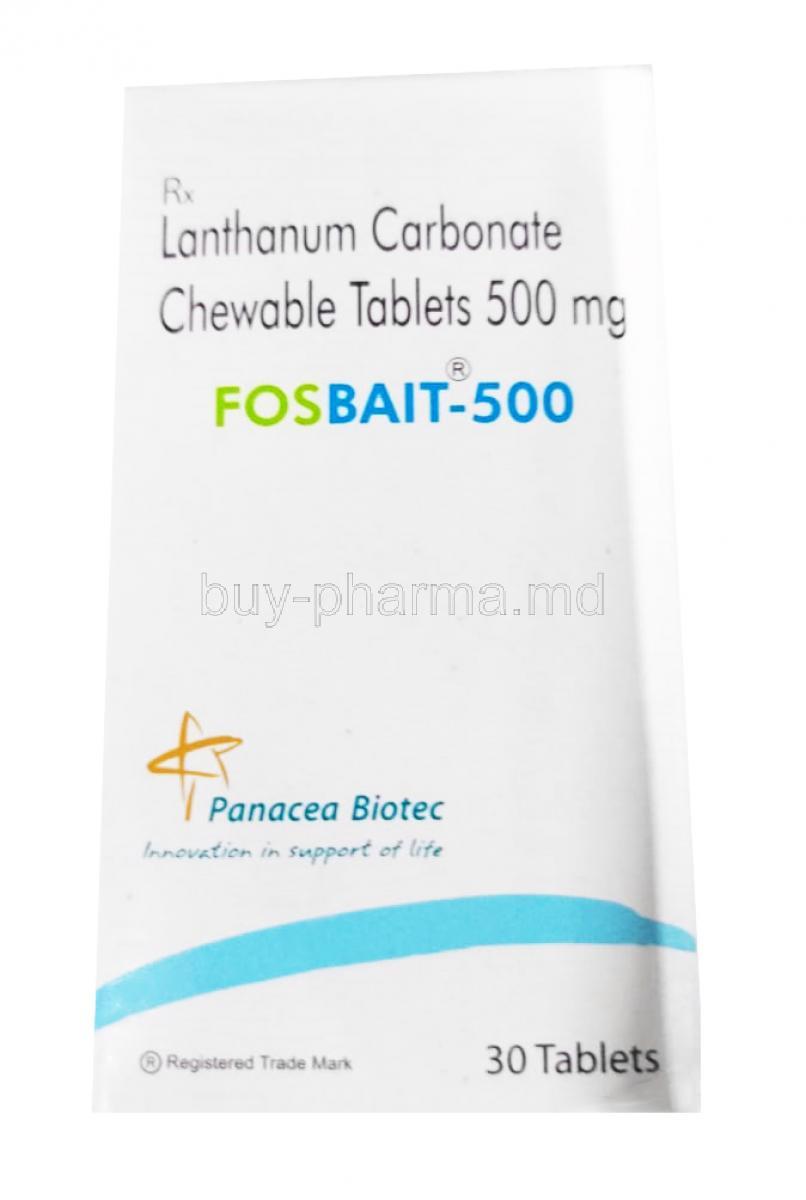 Fosbait, Lanthanum Carbonate 500mg 30 Chewable tab box