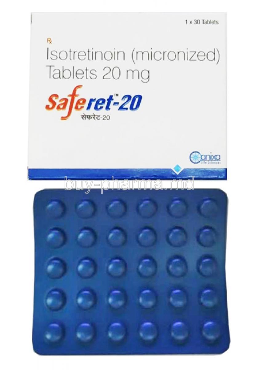 Saferet, Isotretinoin 20mg box and tablet