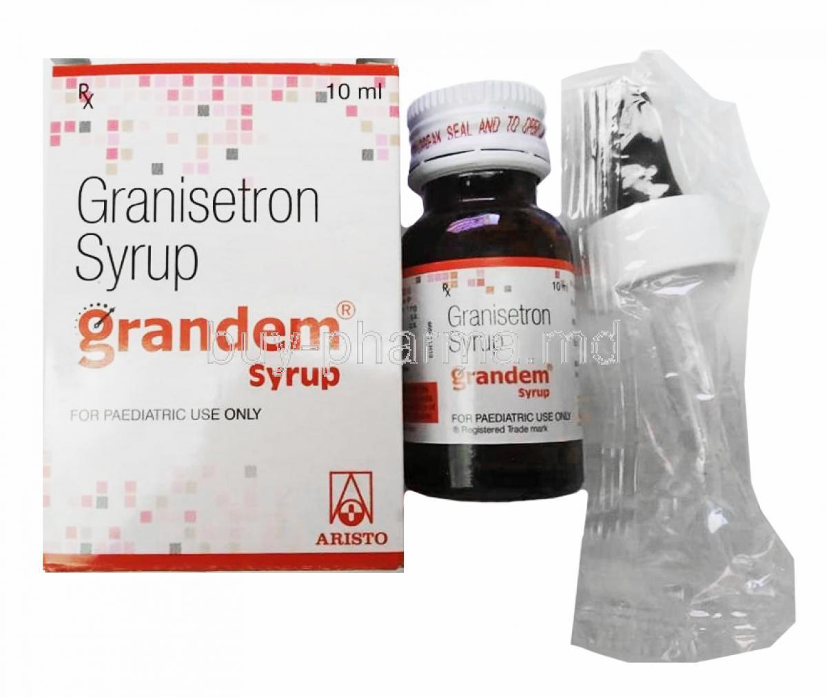 Grandem Syrup, Granisetron 10ml box and bottle