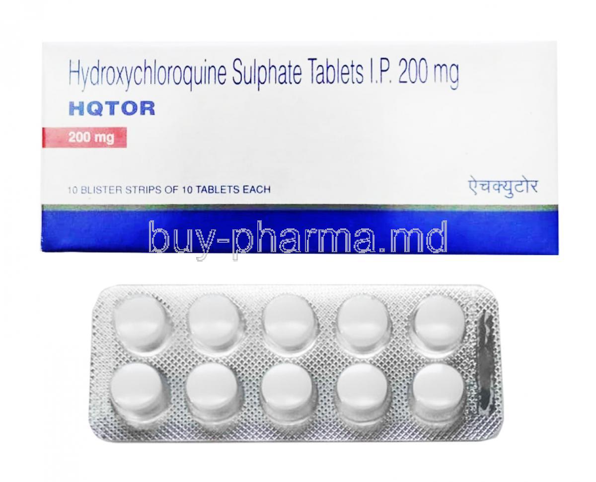 HQTOR, Hydroxychloroquine 200mg box and tablet