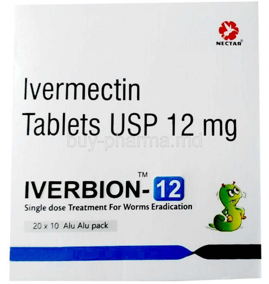 Iverbion, Ivermectin 12 mg, Benatton Pharmaceutical, Box front view