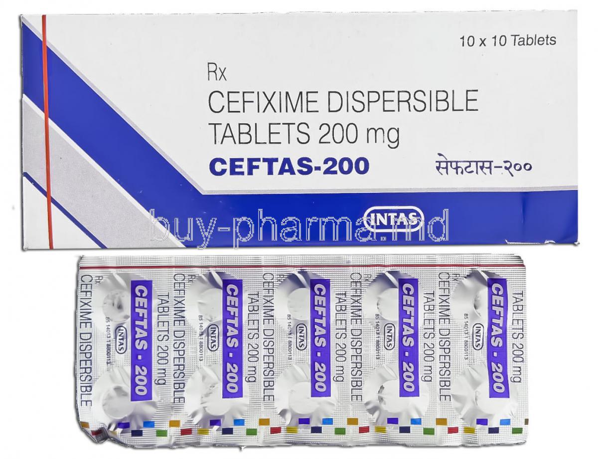 Ceftas, Generic Suprax,  Cefixime 200 Mg Dispersible Tablet (Intas)