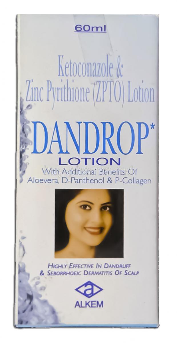 Dandrop, Zinc Pyrithione 1%/ Ketoconazole 2%/ 60 Ml Lotion (Alkem) Box