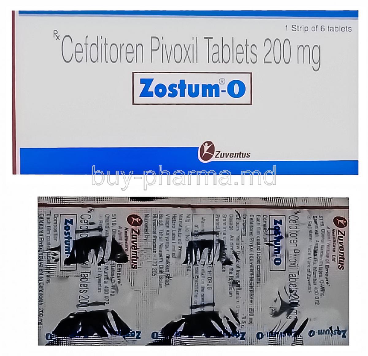 Zoustm-O, Generic Spectracef ,  Cefditoren Pivoxil 200 Mg Tablet (Zuventus) Box
