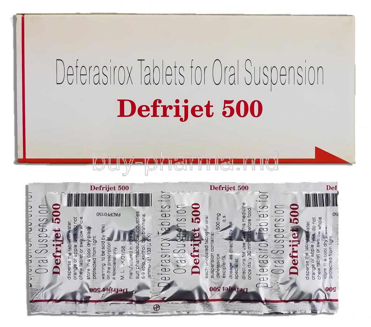 Defrijet, Generic Exjade, Deferasirox 500 mg