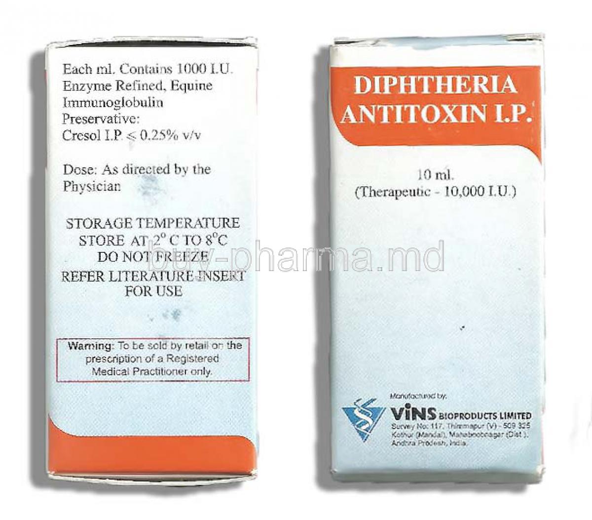 Diphtheria Antitoxin, Therapeutic 10000 I.U. 10ml injection