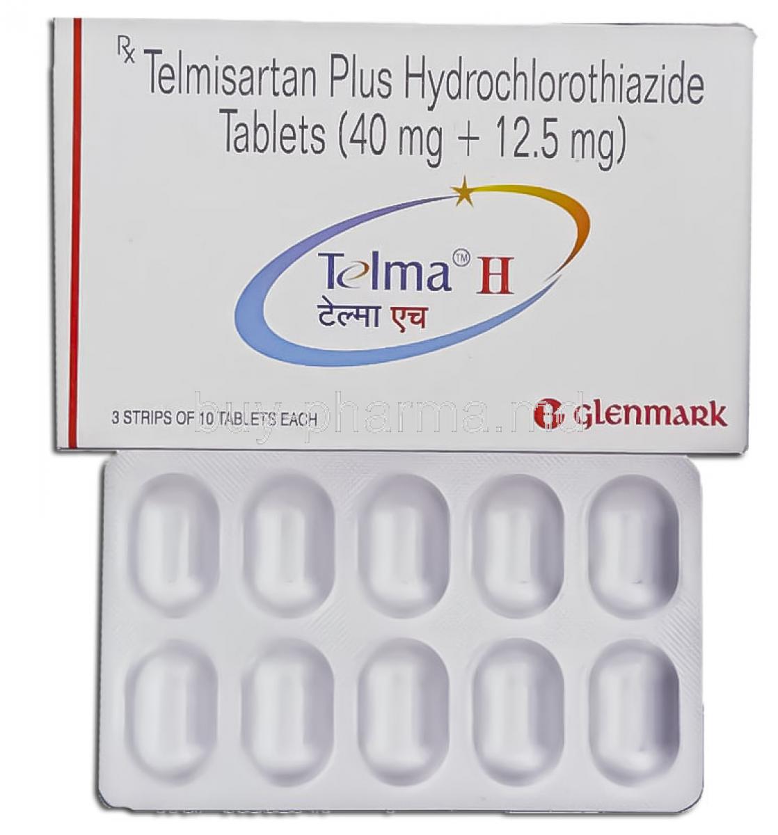 Telma-H, Generic  Micardis H,  Telmisartan/ Hydrochlorothiazide 40 Mg/ 12.5 Mg Tablet (Glenmark)