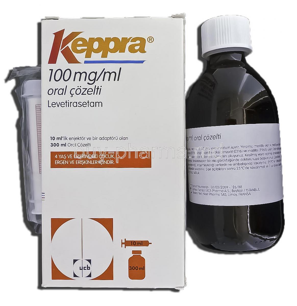 Keppra, levetiracetam, Oral Solution, 100mg per 1 ml x 300ml