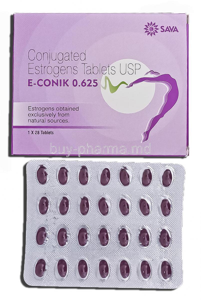 E-Conik 0.625, Generic Premarin, Conjugated Estrogens, 0.625 mg, Tablet