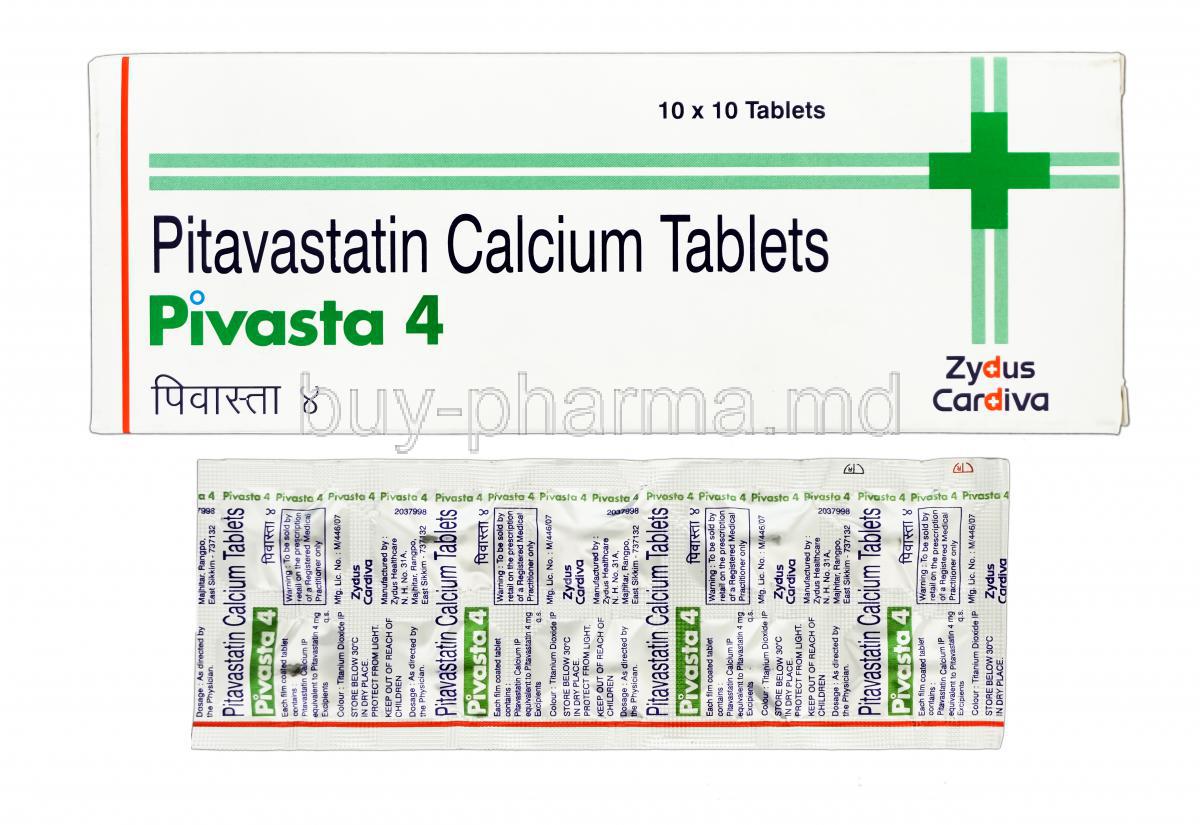 Pivasta 4, Generic Livalo, Pitavastatin Calcium 4mg
