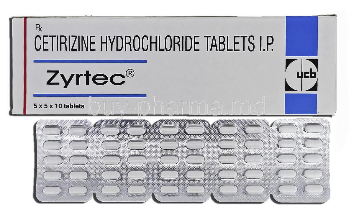 Zyrtec, Cetirizine Hydrochloride, 10 mg, Tablet